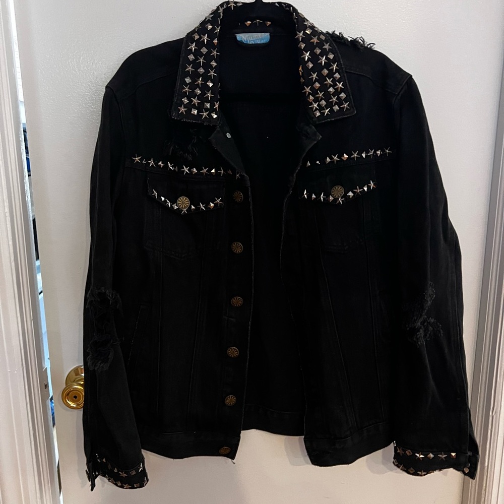 Show Me Your Mumu Denim Studded Jacket